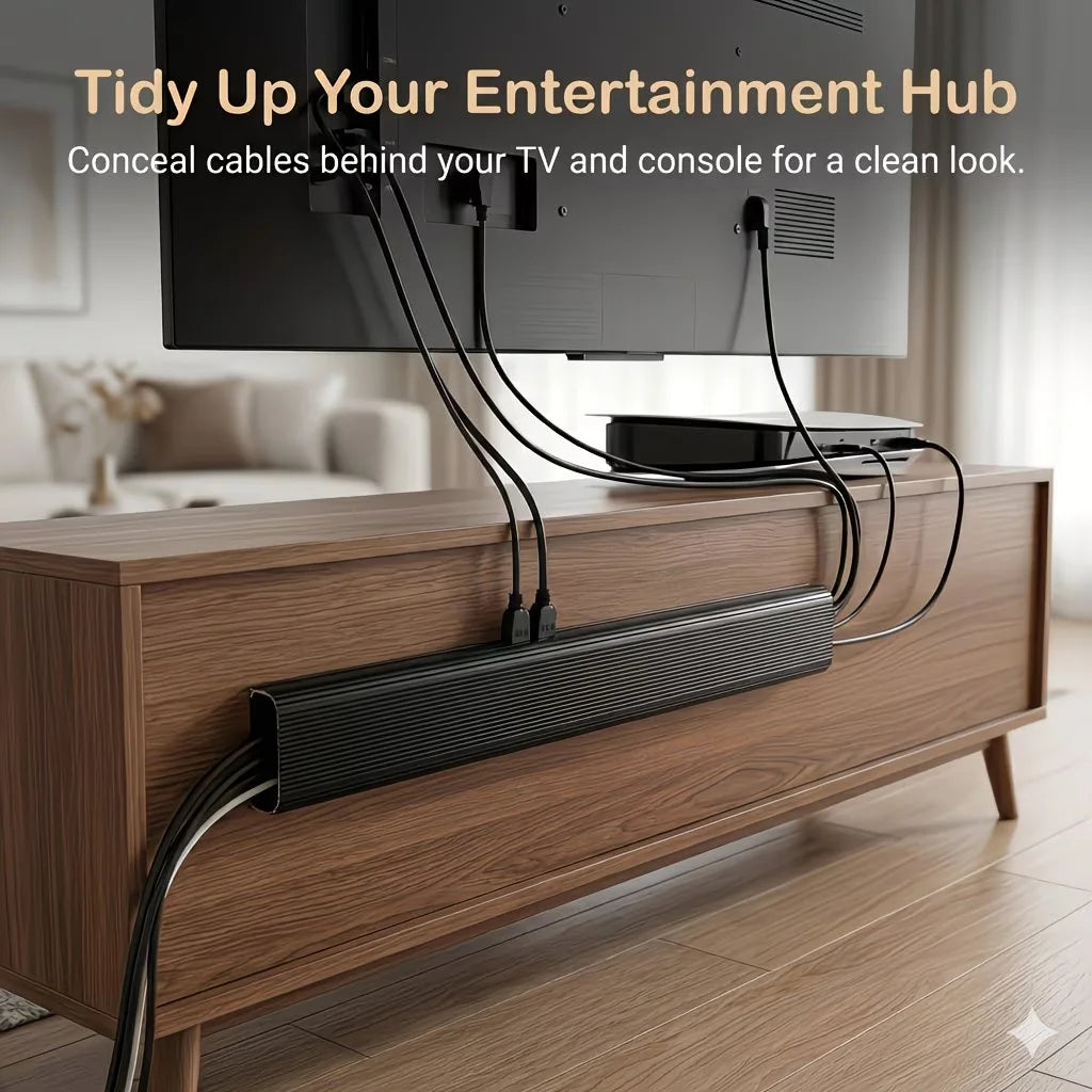 Under-Desk Cable Management Channel – No-Drill Cord Organizer