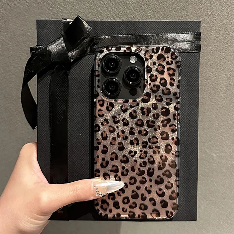Cute Leopard Print Clear Phone Case For iPhone 16 15 14 13 12 11 17 Pro Max 15 Pro XS XR X 7 8 Plus Shockproof Silicone Cover