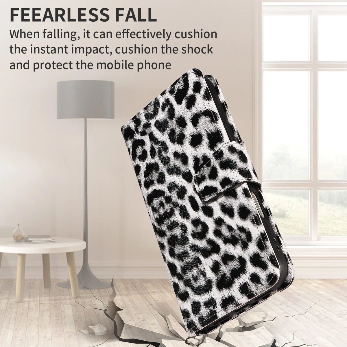 Leopard Print Leather Phone Case for IPhone 17 16 15 14 13 12 11 Pro Max Plus Mini 7 8 Plus Shockproof & Scratch-Resistant Cover