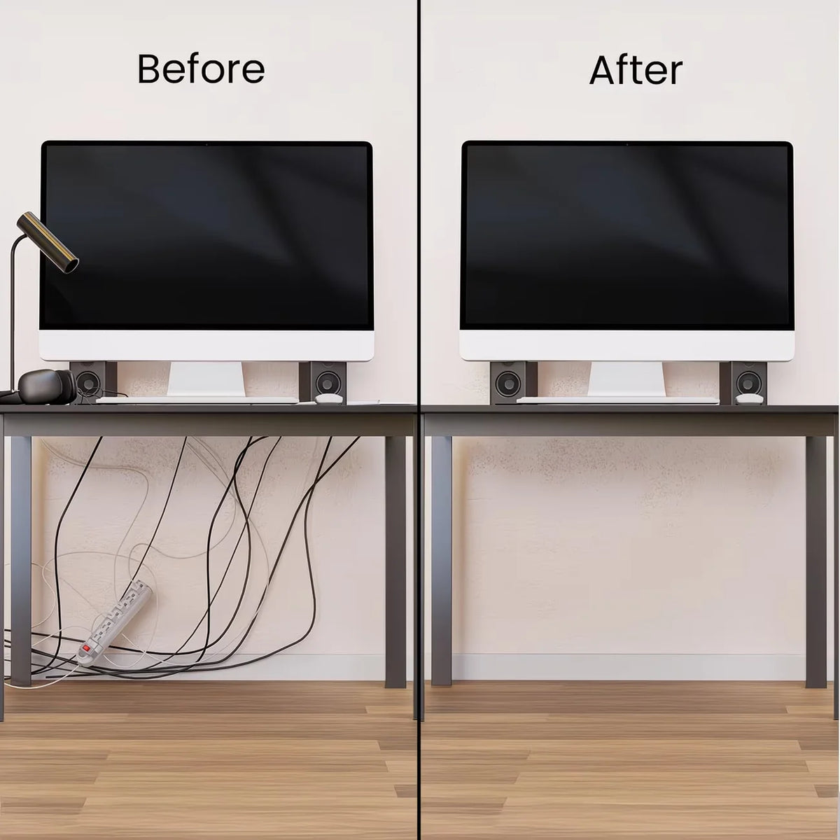 Under-Desk Cable Management Channel – No-Drill Cord Organizer