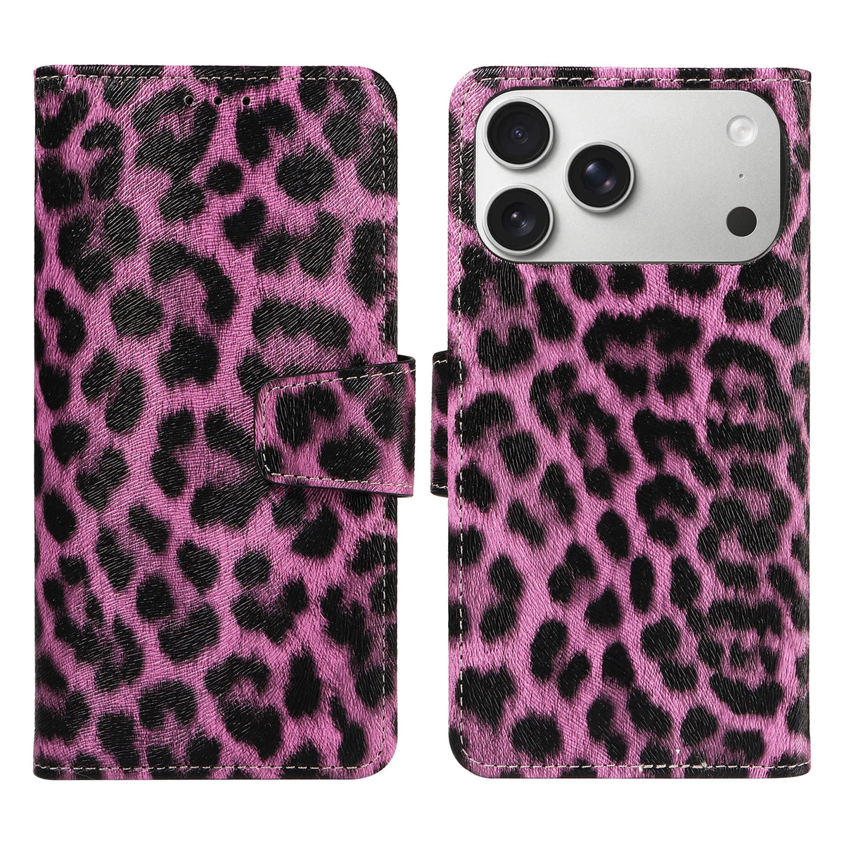 Leopard Print Leather Phone Case for IPhone 17 16 15 14 13 12 11 Pro Max Plus Mini 7 8 Plus Shockproof & Scratch-Resistant Cover