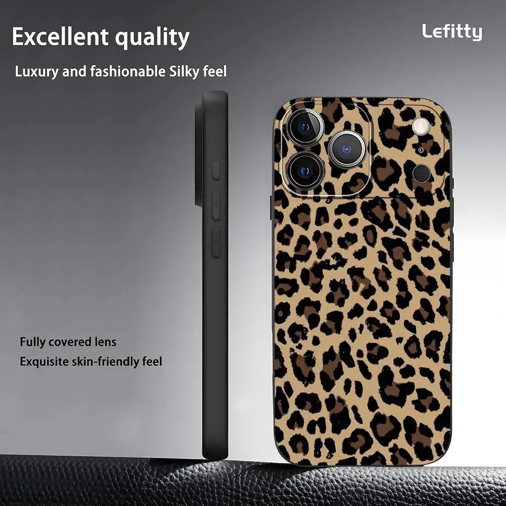 Leopard Print Tiger Skin Phone Case For IPhone 17 16 15 14 13 12 11 Pro Max Plus Mini Black Frosted Soft Shell Funda