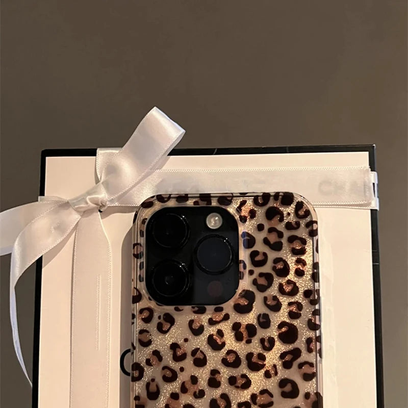 Cute Leopard Print Clear Phone Case For iPhone 16 15 14 13 12 11 17 Pro Max 15 Pro XS XR X 7 8 Plus Shockproof Silicone Cover