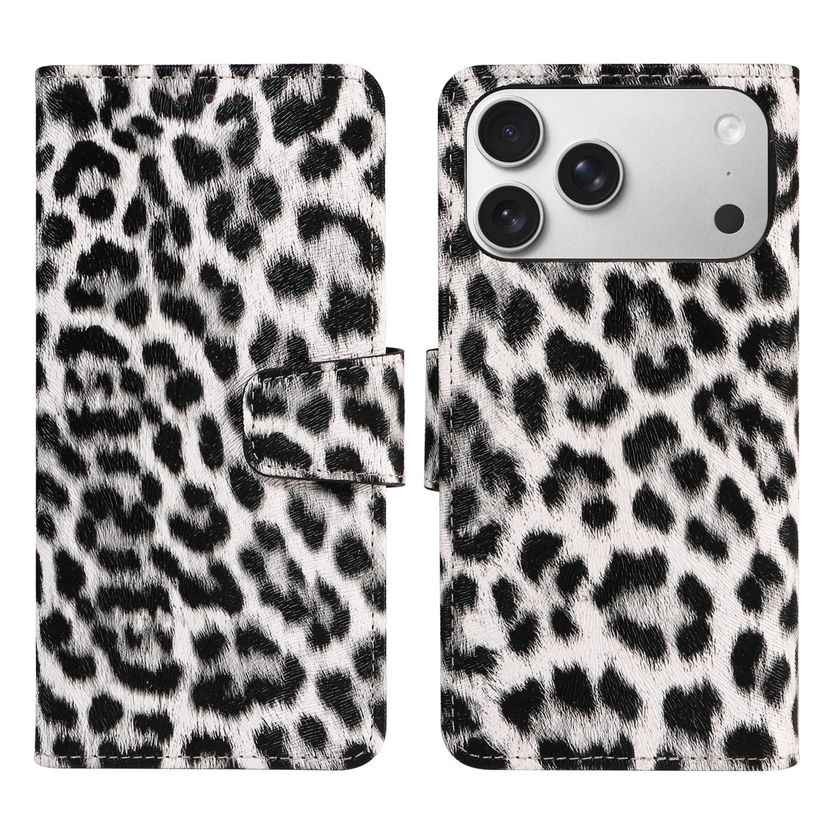 Leopard Print Leather Phone Case for IPhone 17 16 15 14 13 12 11 Pro Max Plus Mini 7 8 Plus Shockproof & Scratch-Resistant Cover